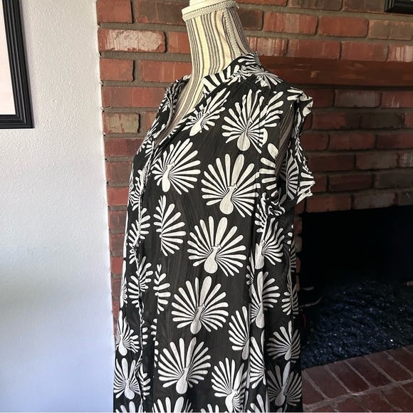 Anthropologie Porridge Peacock Boho Tunic Dress Black White Sz M - Picture 6 of 10